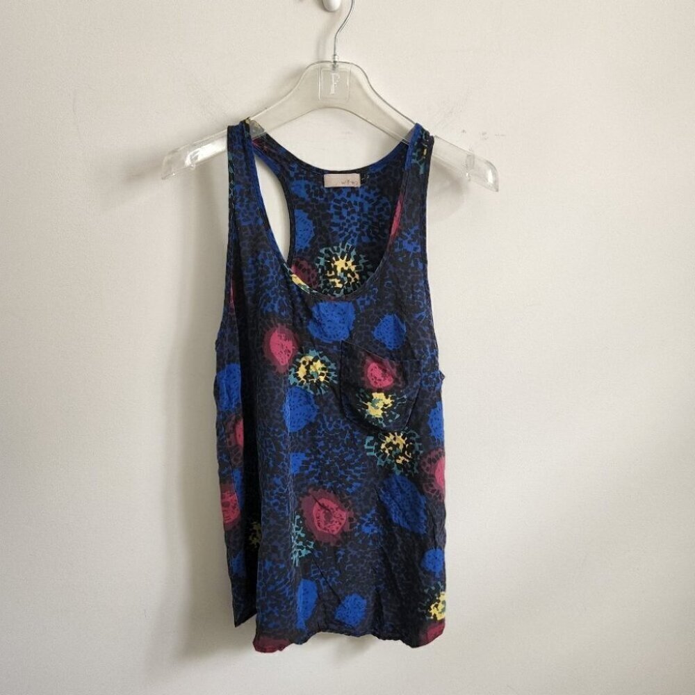 ARITZIA | Wilfred silk top floral blue sz S